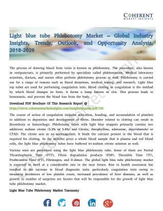 Light blue tube Phlebotomy Market – Global Industry Insights, Trends, Outlook, and Opportunity Analysis, 2018-2026