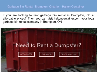 Garbage Bin Rental Brampton