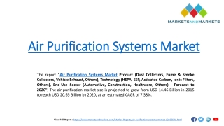 Air Purification Systems Market worth 20.65 Billion USD by 2020