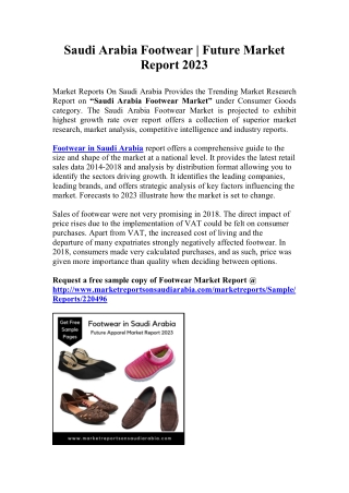 Saudi Arabia Footwear | Future Apparel Market Report 2023