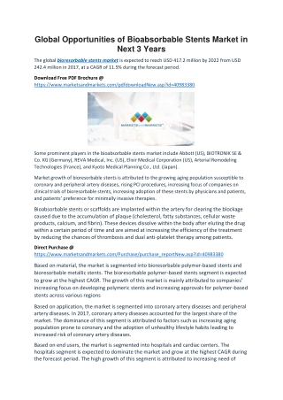 Global Opportunities of Bioabsorbable Stents Market in Next 3 Years