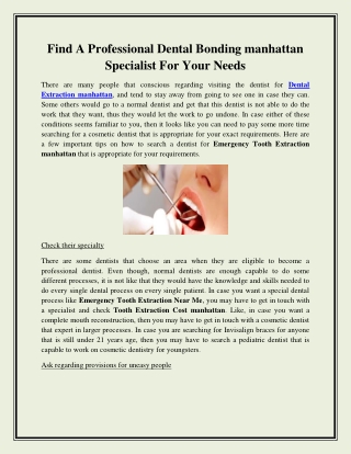 Find A Professional Dental Bonding manhattan Specialist For Your Needs
