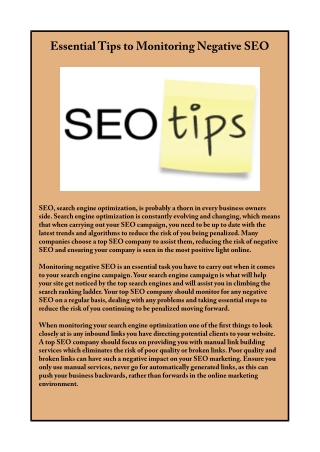 Essential Tips to Monitoring Negative SEO