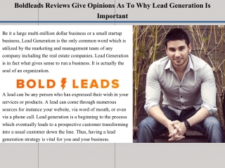 Boldleads Reviews Give Opinions As To Why Lead Generation Is Important