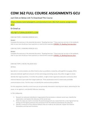 COM 362 FULL COURSE ASSIGNMENTS GCU