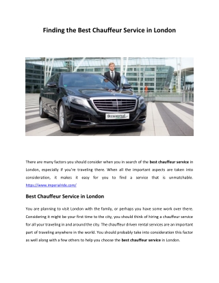 Finding the Best Chauffeur Service in London