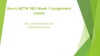 Devry NETW 583 Week 1 Assignment Latest