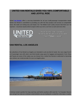 United Van Rentals Gives You 100% Comfortable and Joyful Ride