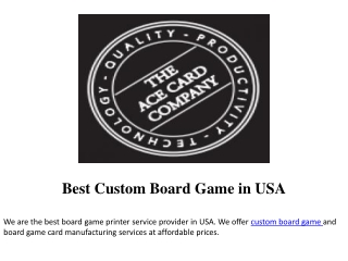 Best Custom Board Game in USA