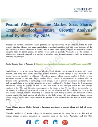 Peanut Allergy Vaccine Market to Record Overwhelming Hike in Growth by 2026