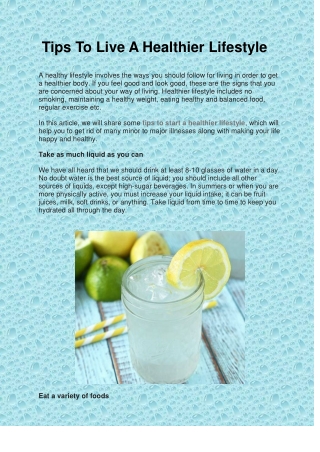 Tips To Live A Healthier Lifestyle