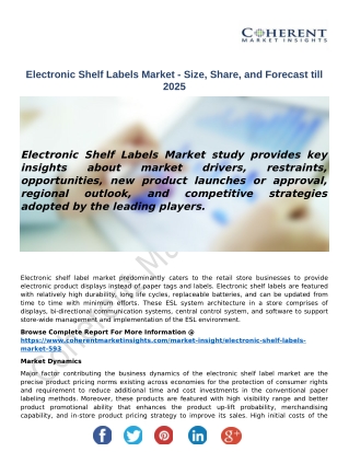 Electronic Shelf Labels Market - Size, Share, and Forecast till 2025