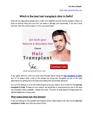 Which is the best hair transplant clinic in Delhi?