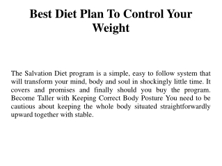 Best Diet Plan To Control Your Weight