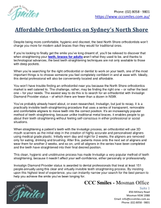 Affordable Orthodontics on Sydney’s North Shore