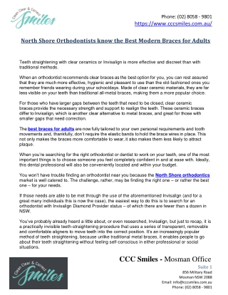 North Shore orthodontists know the best modern braces for adults