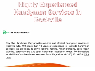 Highly Experienced Handyman Services in Rockville