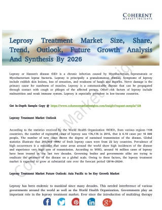 Leprosy Treatment Market Progresses for Huge Growth by 2026