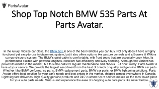 Find Best BMW 535 Parts Online at Parts Avatar.