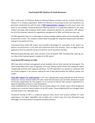 Cloud Hosted ERP Solutions for Small Businesses