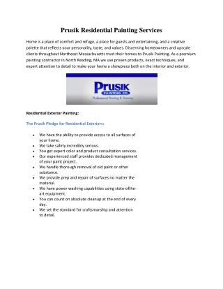 Prusik Residential Painting Services