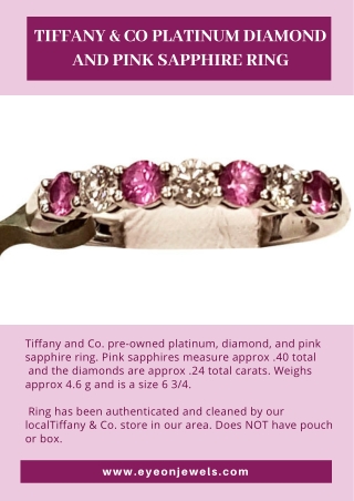 Tiffany & Co Platinum Diamond And Pink Sapphire Ring