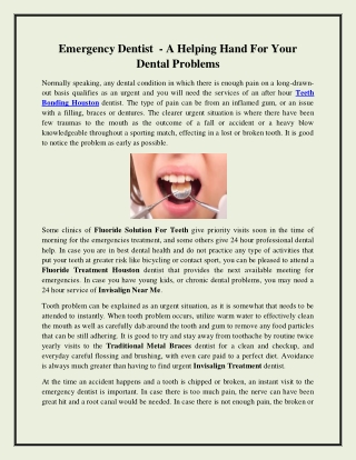 Emergency Dentist - A Helping Hand For Your Dental Problems