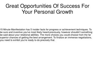 Great Opportunities Of Success For Your Personal Growth