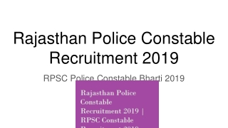 Rajasthan Police Constable Recruitment 2019