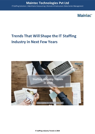 Trends That Will Shape the IT Staffing Industry in Next Few Years