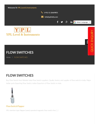 Flow Switches : flow switches manufacturers and suppliers in Delhi, India