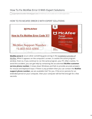 Mcafee Support Phone Number 1-855-855-4384 Actually Provides Complete Protection