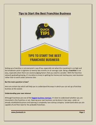 Tips to Start the Best Franchise Business