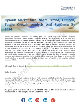 Opioids Market Future Trends Forecast to 2024