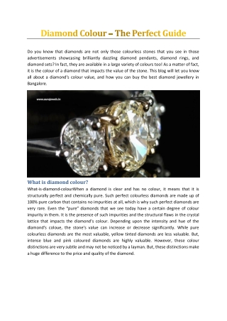 Diamond Colour – The Perfect Guide