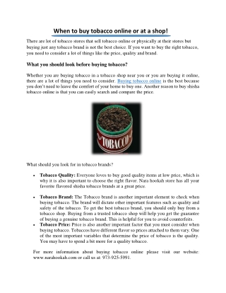 When to buy tobacco online or at a shop!