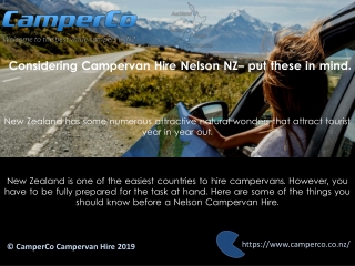 Considering Campervan Hire Nelson NZ– put these in mind.