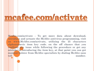 MCAFEE.COM/ACTIVATE- DOWNLOAD MCAFEE ANTIVIRUS ONLINE