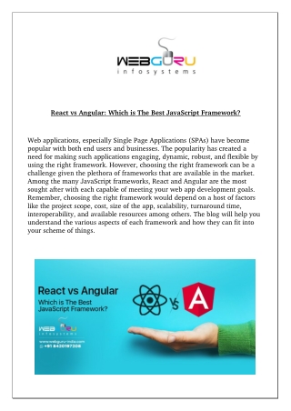 React vs Angular: Which is The Best JavaScript Framework?