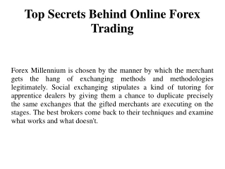 Top Secrets Behind Online Forex Trading