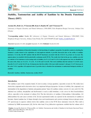 Stability, Tautomerism and Acidity of Xanthine by the Density Functional Theory (DFT)