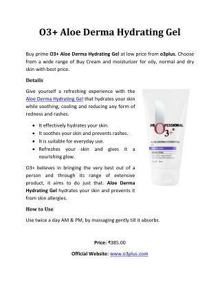 O3 Aloe Derma Hydrating Gel