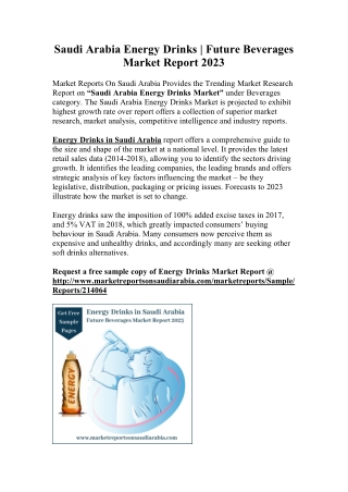 Saudi Arabia Energy Drinks | Future Beverages Market Report 2023
