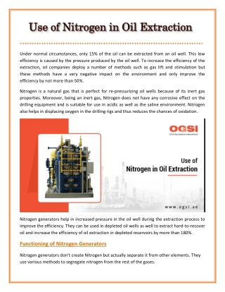 Use of Nitrogen in Oil Extraction