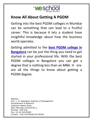 Know All About Getting A PGDM