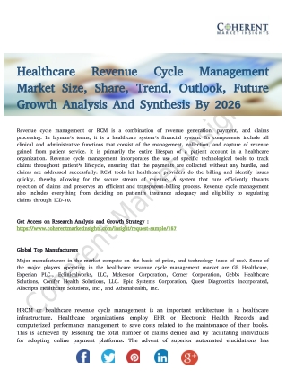 Healthcare Revenue Cycle Management Market to Reflect Steady Growth Rate by 2026