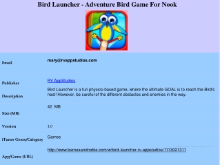 Bird Launcher - Adventure Bird Game For Nook