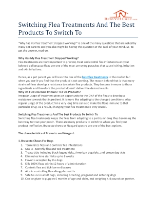 Switching Flea Treatments And The Best Products To Switch To