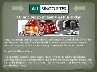 Online Bingo Industry As It Is Today