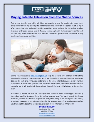 Buying Satellite Television from the Online Sources